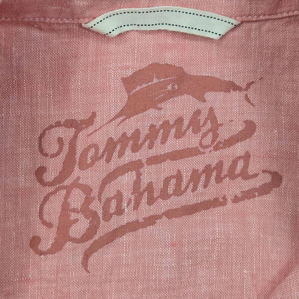 Tommy Bahama Men XL 100% Linen Button Front Shirt Pink Relax Fit Island Casual - Picture 8 of 13